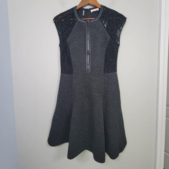 Rebecca Taylor Black Fit and Flare Dress Size 6 Zip Front - Picture 1 of 8